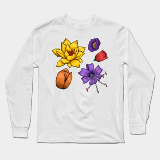 COLORFUL flower hand drawn Long Sleeve T-Shirt